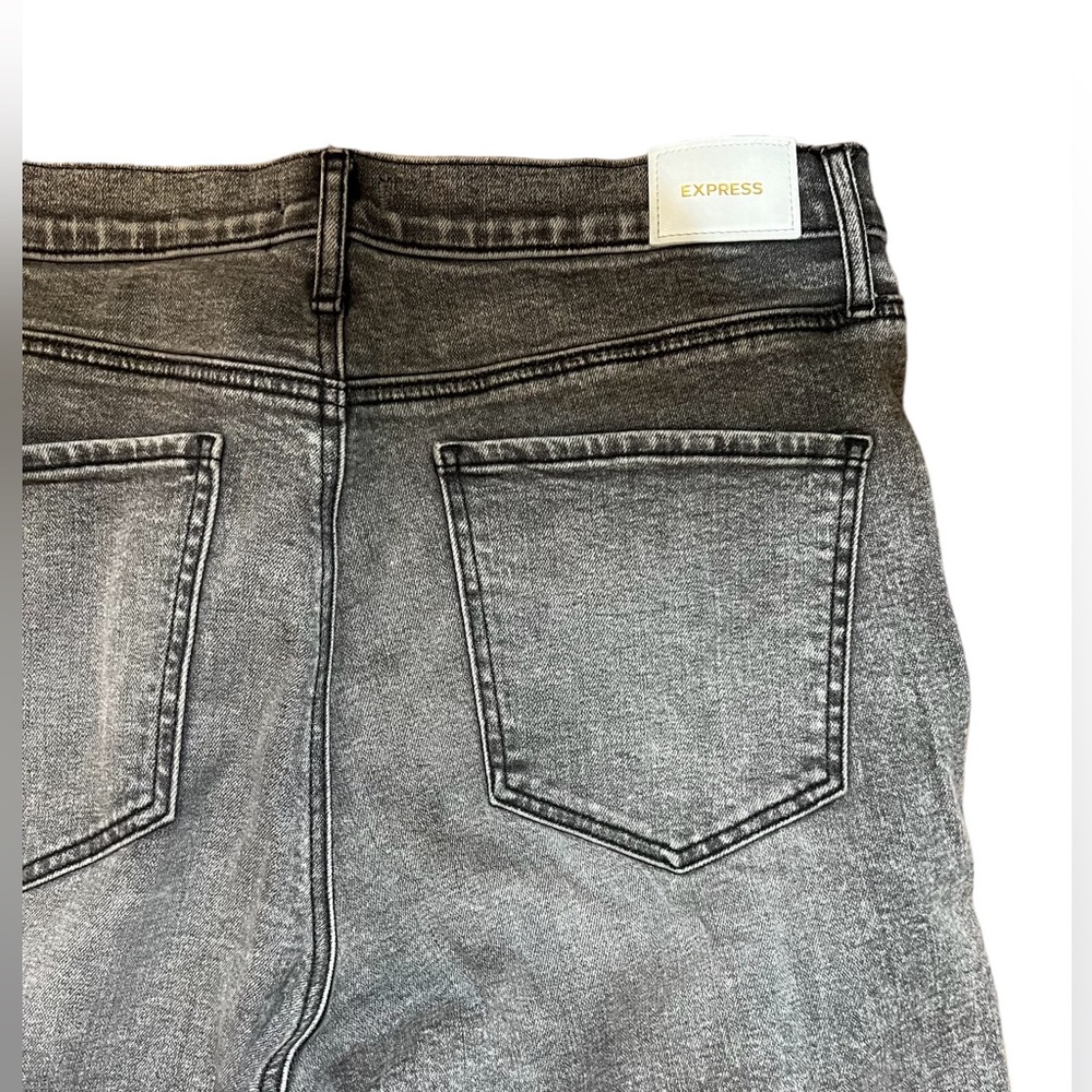 Express Straight Ankle High Rise Gray Wash Split Hem Jeans Womens Size 14R